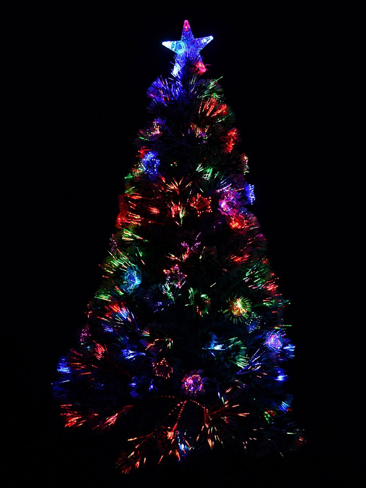 Rotating Fibre Optic Christmas Tree With Baubles, Stars & 230 White Tips - 1.8m — image 2