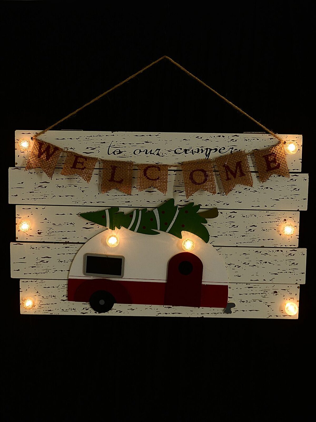 Rustic Welcome To Our Camper With Illumination Christmas Plaque - 41cm — image 2