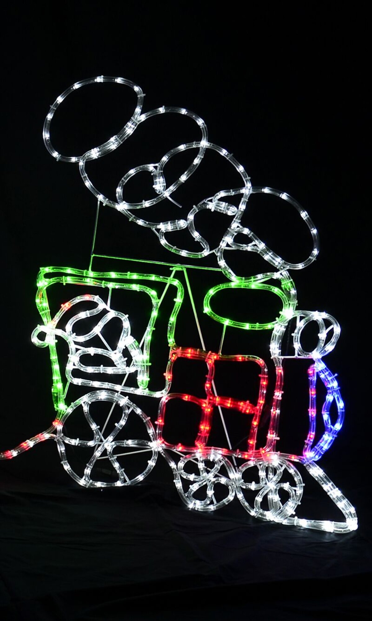 Santa Driving A Steam Train With Toys LED Rope Light Silhouette - 3.2m
