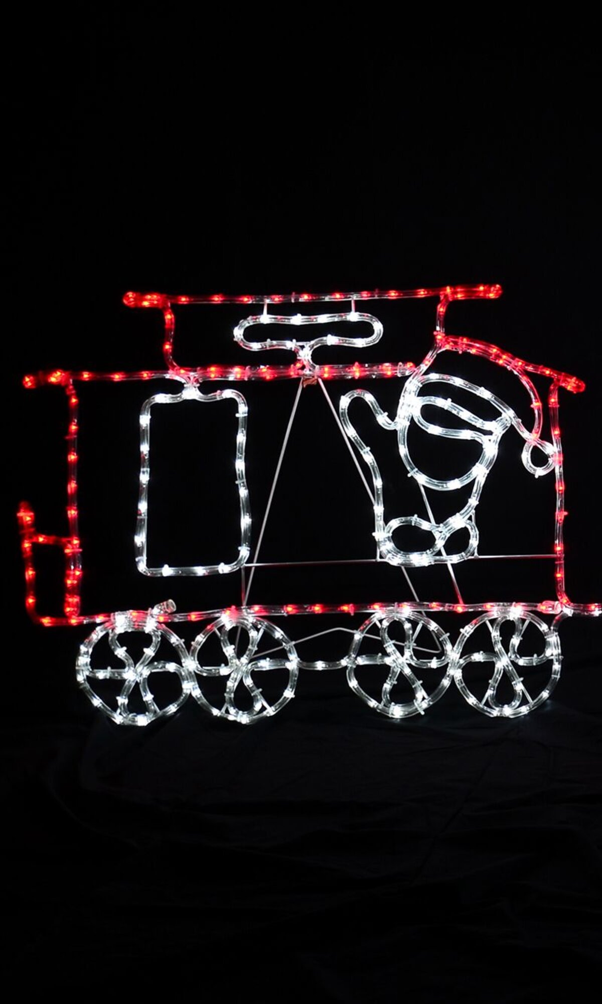 Santa Driving A Steam Train With Toys LED Rope Light Silhouette - 3.2m