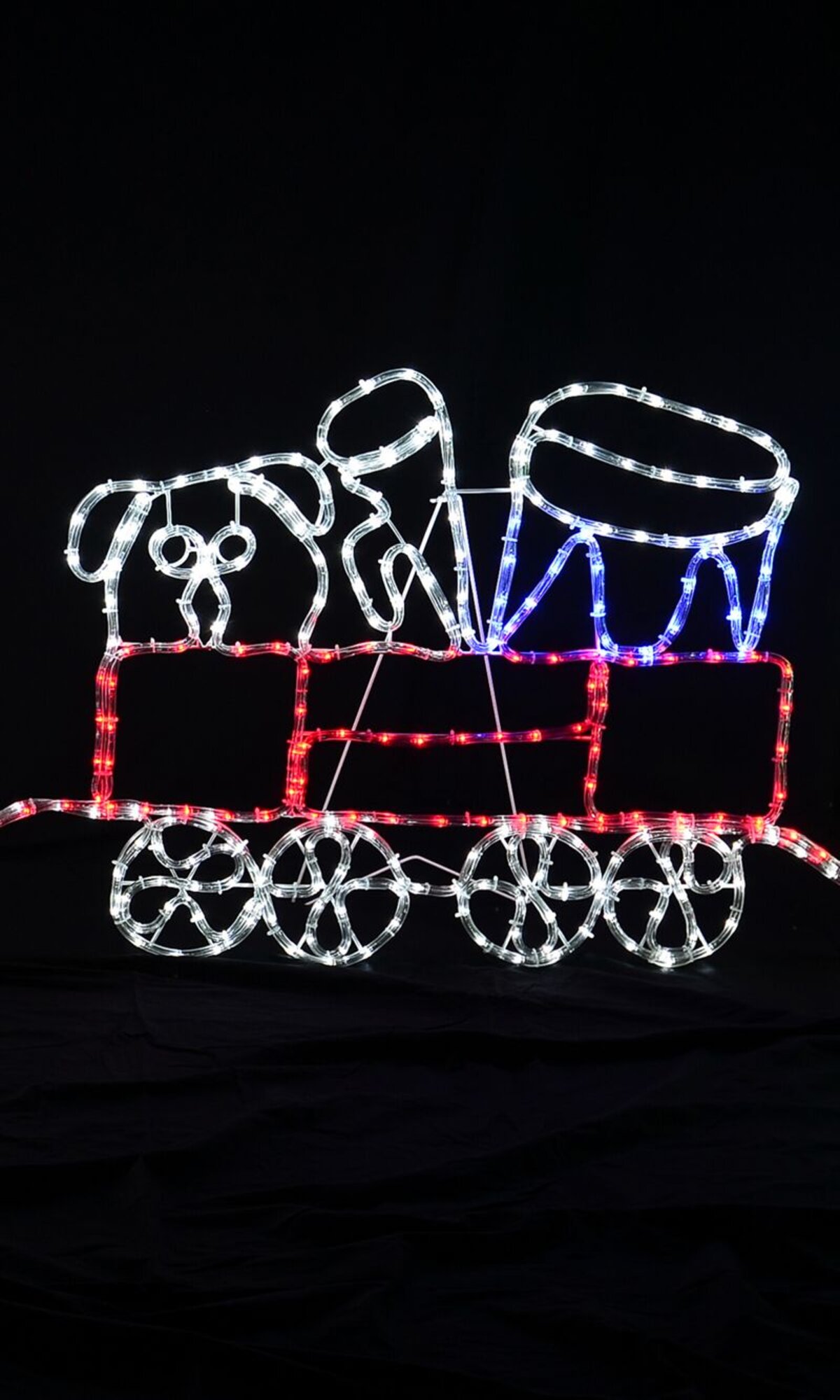 Santa Driving A Steam Train With Toys LED Rope Light Silhouette - 3.2m