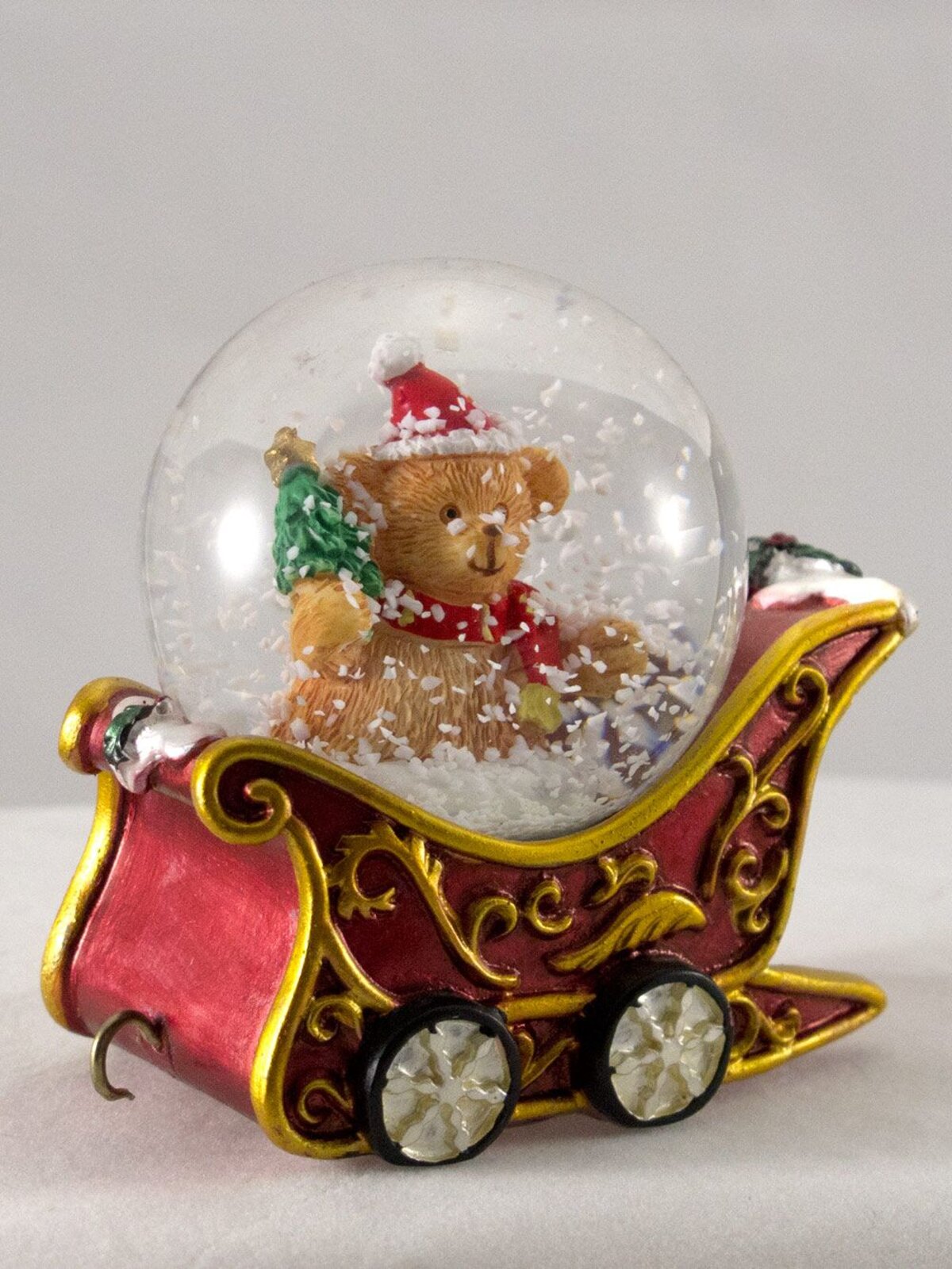 Santa Driving Train With 3 Carriage Waterballs Snowglobe - 26cm