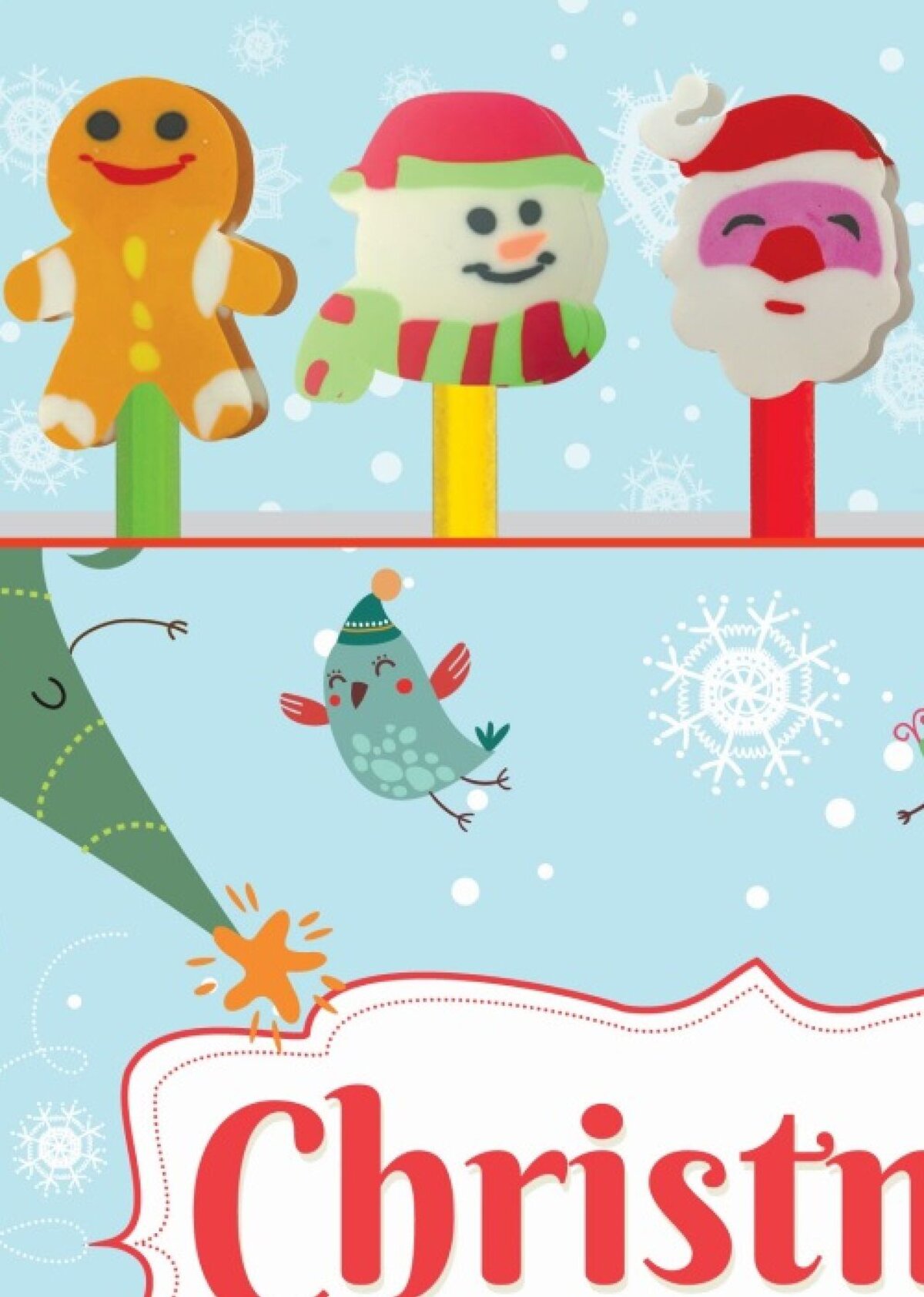 Santa & Friends Christmas Colouring Book, Pencils & Erasers Set — image 2