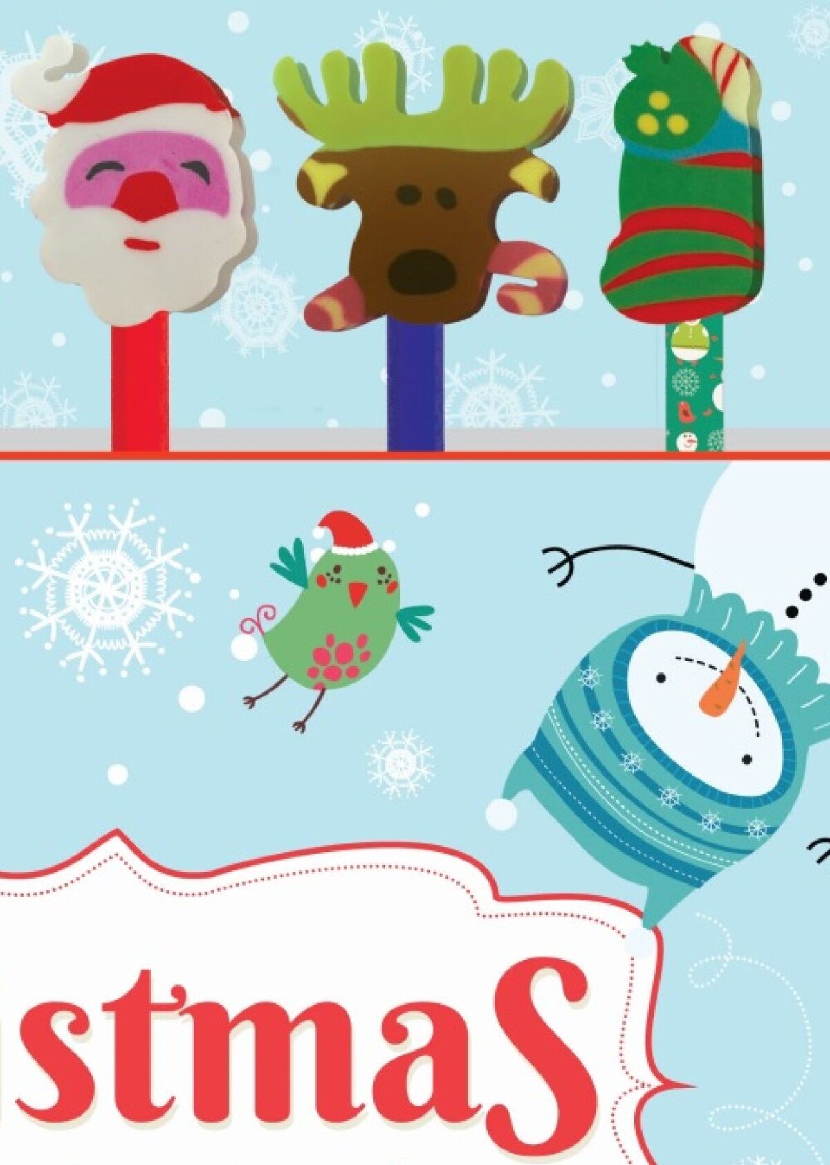Santa & Friends Christmas Colouring Book, Pencils & Erasers Set — image 3