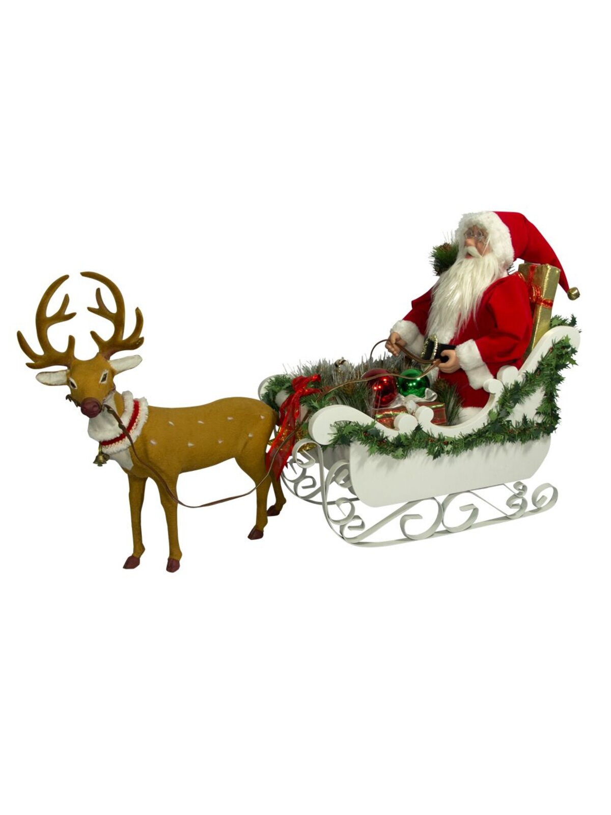 Santa In Sleigh With Deer Fibre Optic Musical Animation - 85cm — image 2