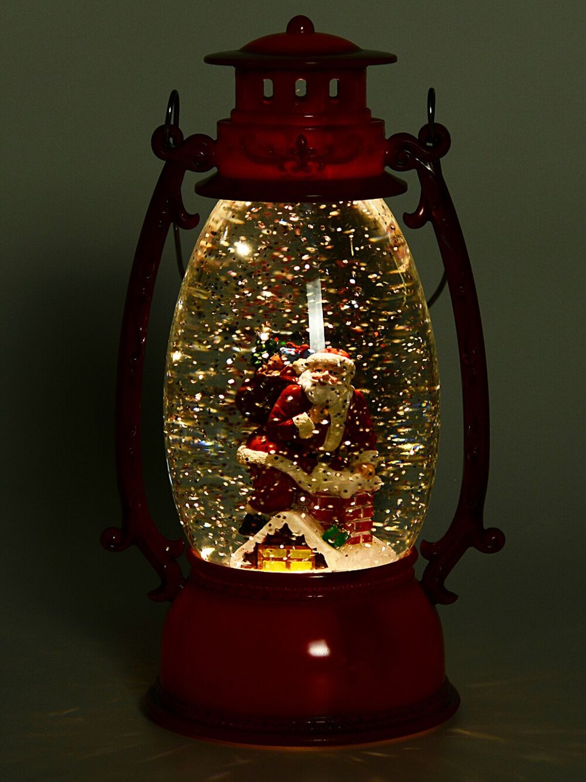 Santa In The Chimney Hurricane Lantern Christmas Snow Globe - 24cm — image 5