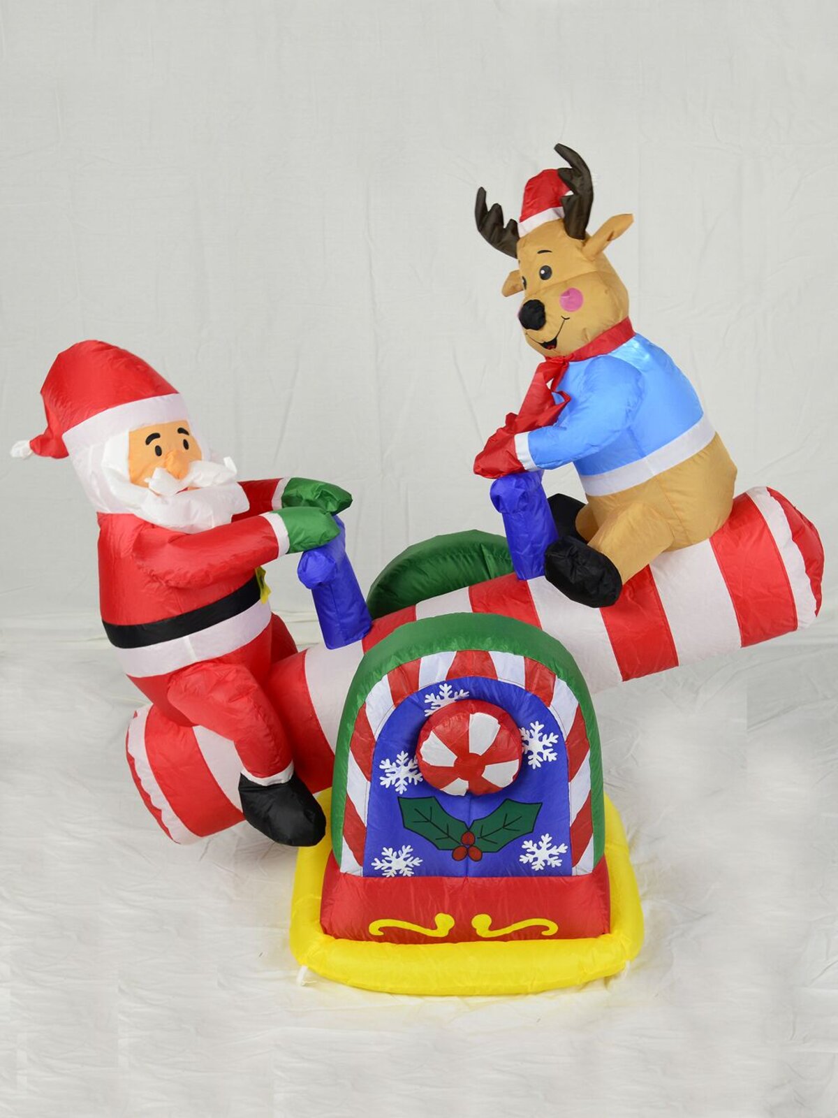 Santa & Reindeer On Animated & Illuminated Seesaw Inflatable - 1.3m — image 3