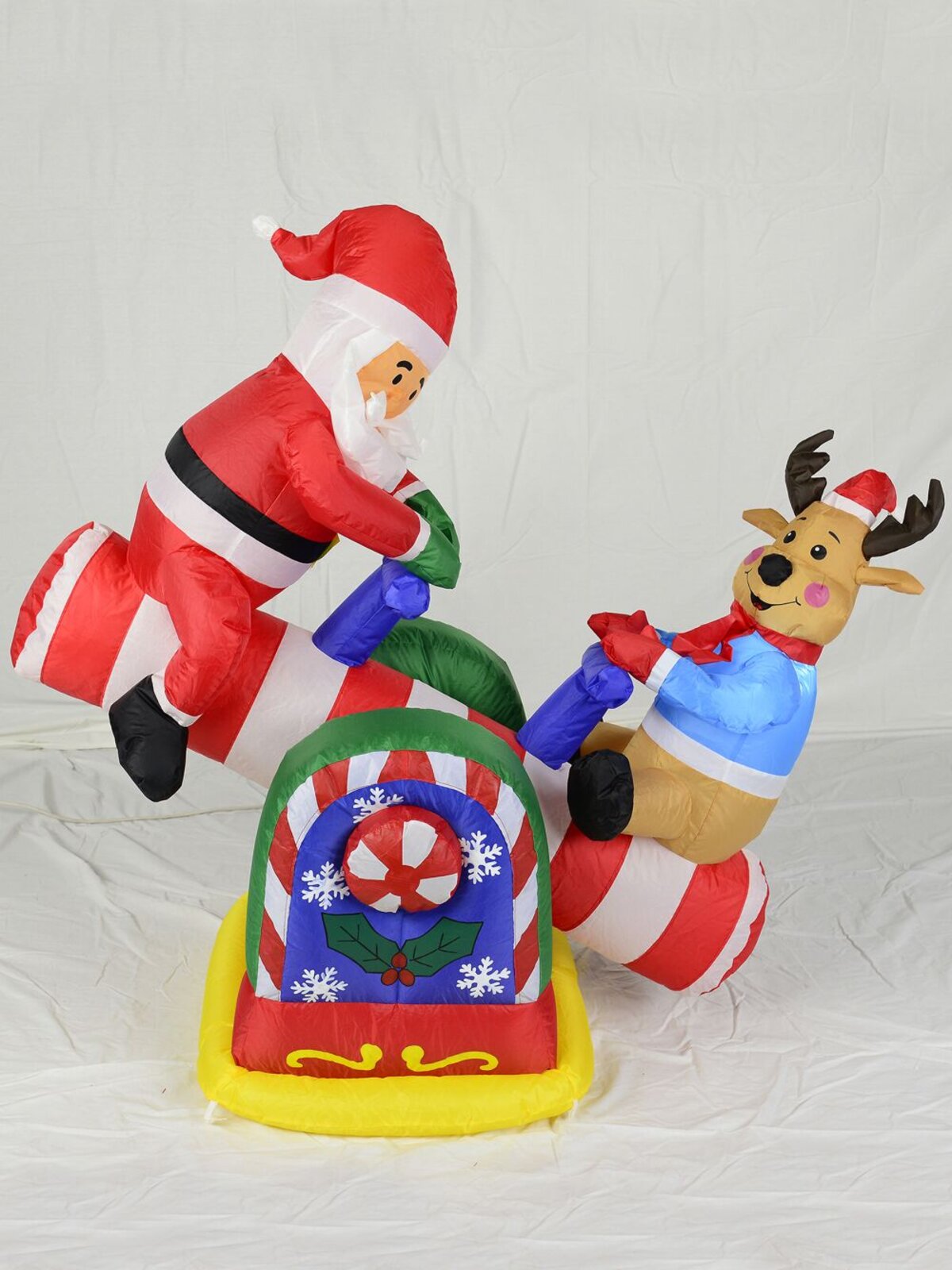 Santa & Reindeer On Animated & Illuminated Seesaw Inflatable - 1.3m — image 2