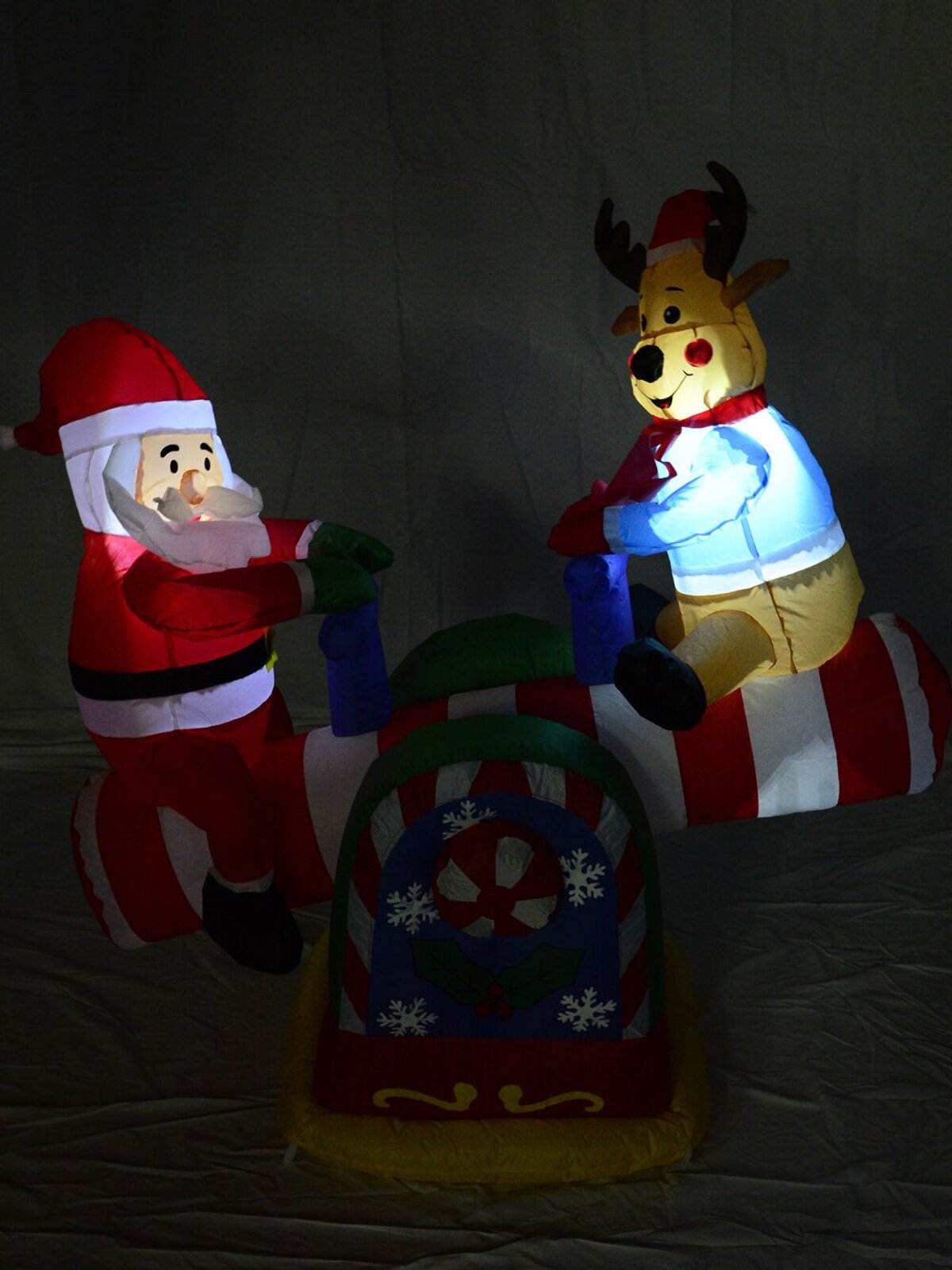 Santa & Reindeer On Animated & Illuminated Seesaw Inflatable - 1.3m — image 7