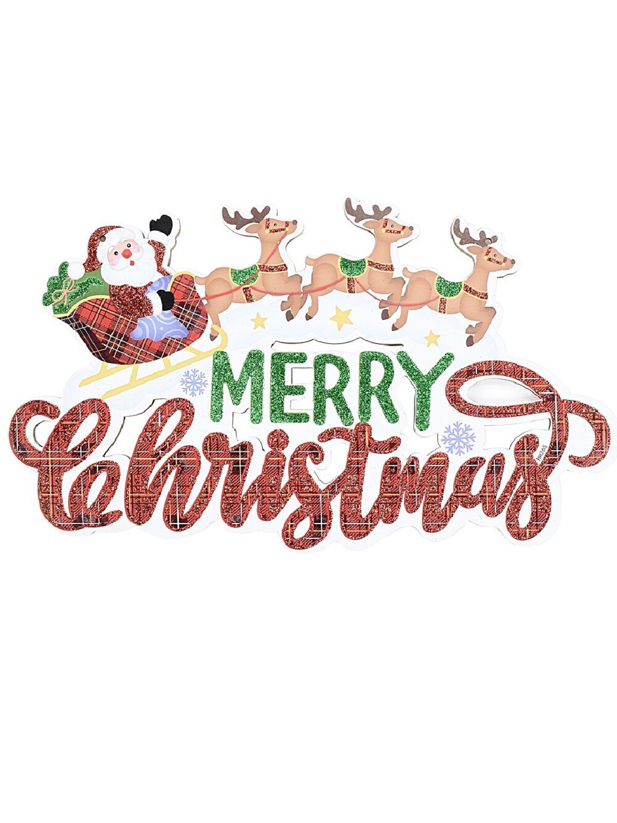 Santa Sleigh & Reindeer Merry Christmas Hanging Sign | 40cm — image 2