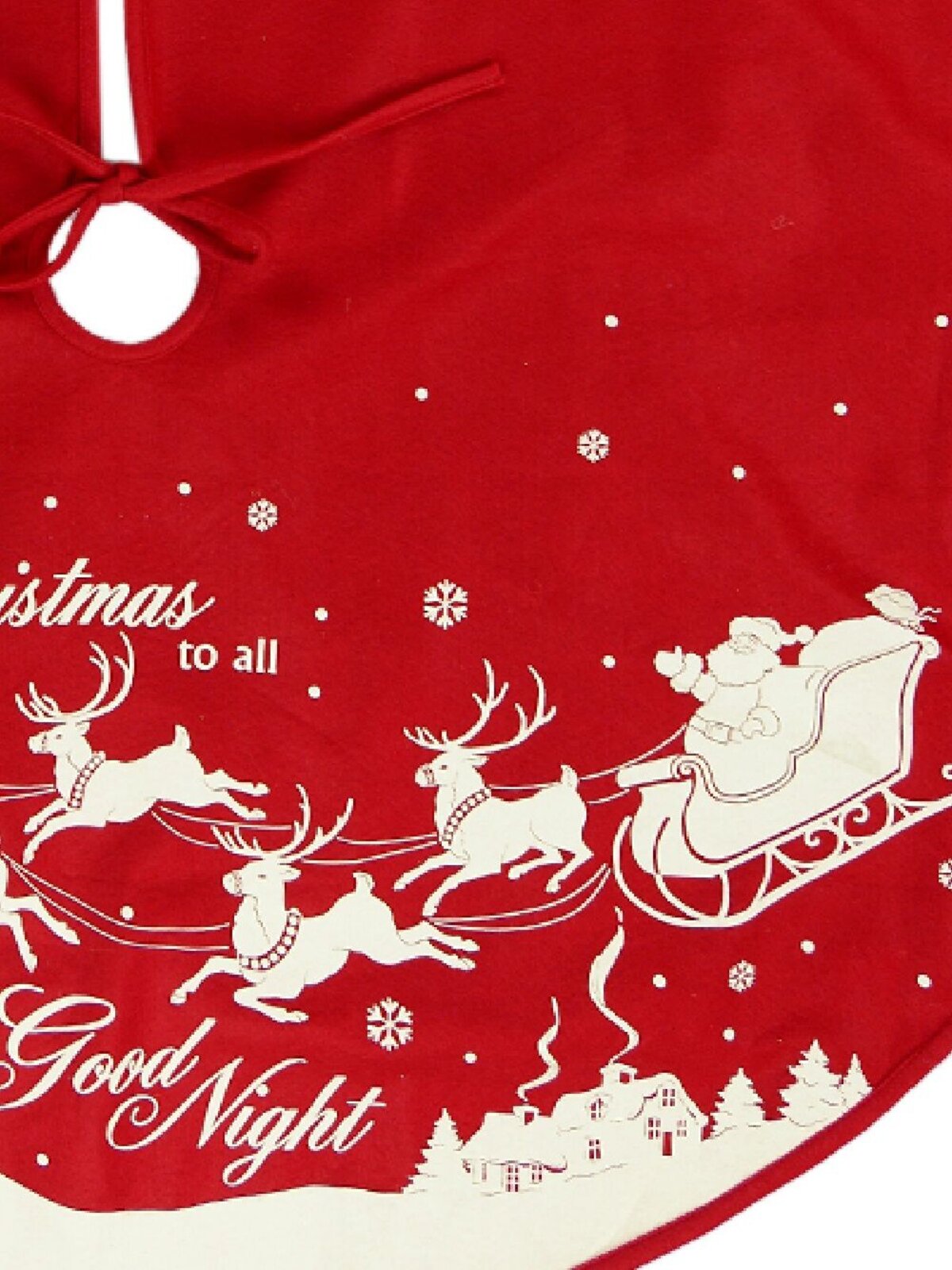 Santa, Sleigh & Reindeer Traditional Design Christmas Tree Skirt - 1.2m — image 4