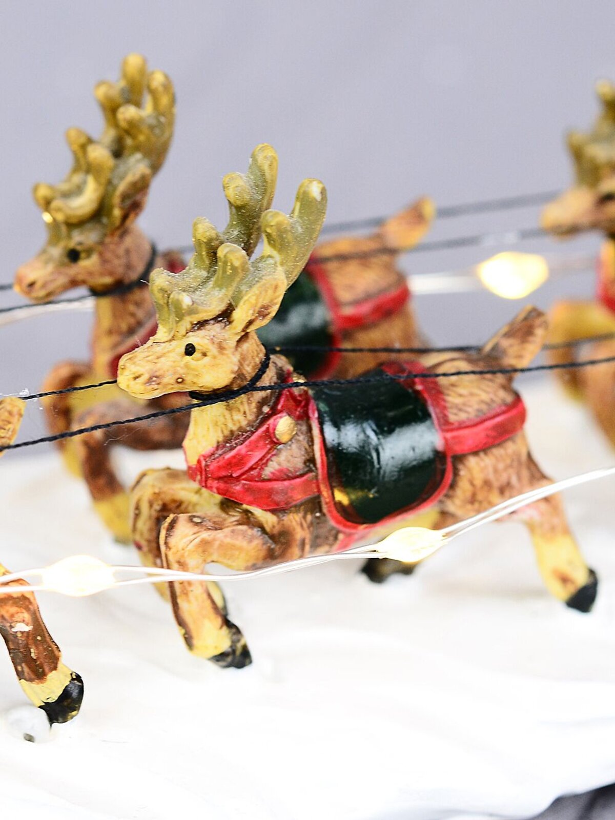 Santa, Sleigh & Reindeers In Snow With Warm White LED Lights | 22cm — image 7
