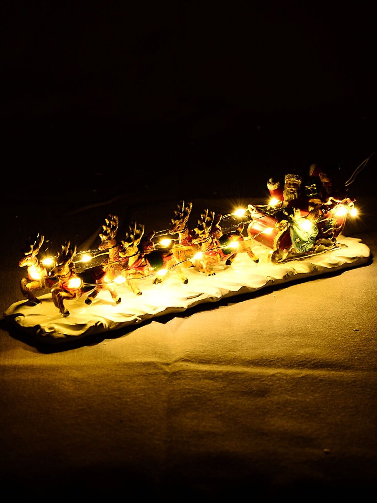 Santa, Sleigh & Reindeers In Snow With Warm White LED Lights | 22cm — image 5