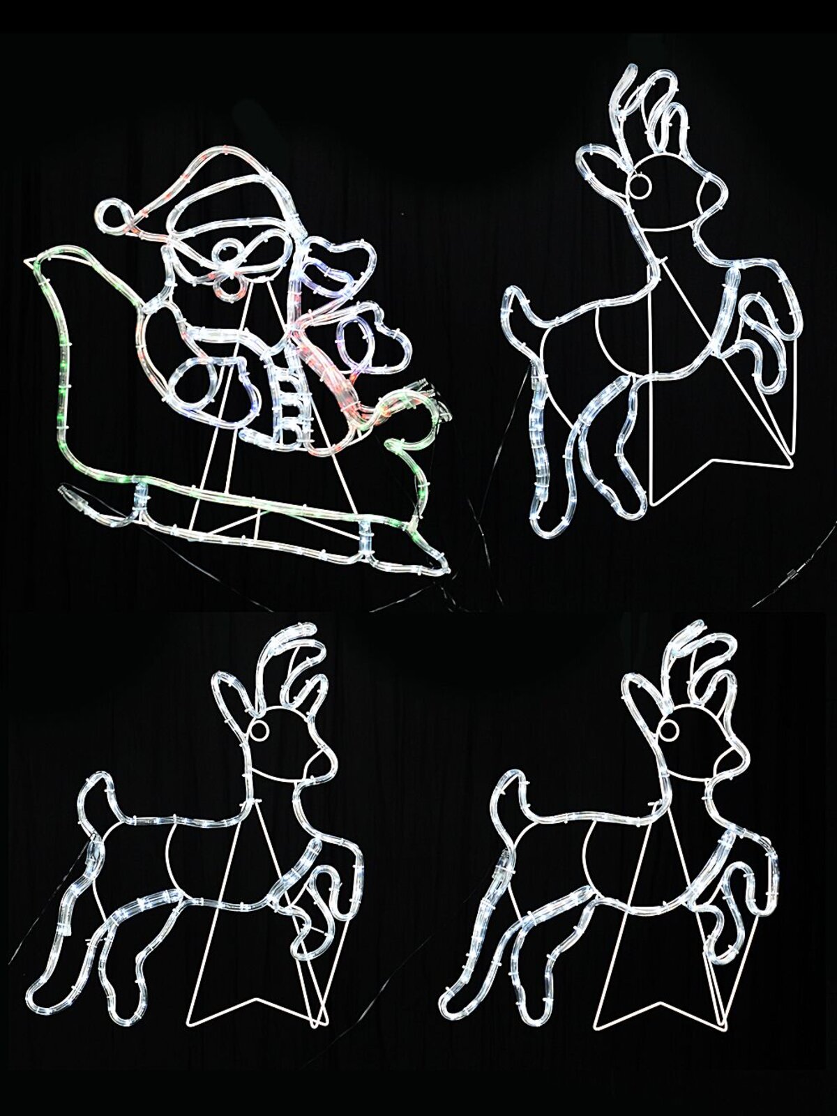 Santa & Sleigh With 3 Reindeers LED Christmas Light Display Silhouette - 2.5m — image 7