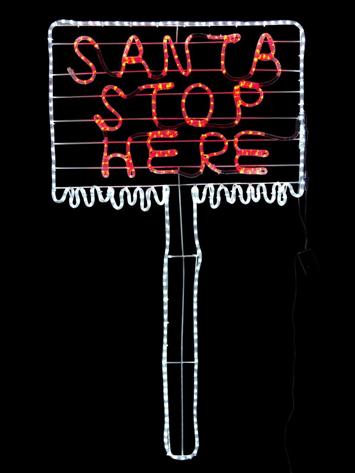 Santa Stop Here Sign Post LED Rope Light Silhouette - 1.5m — image 2