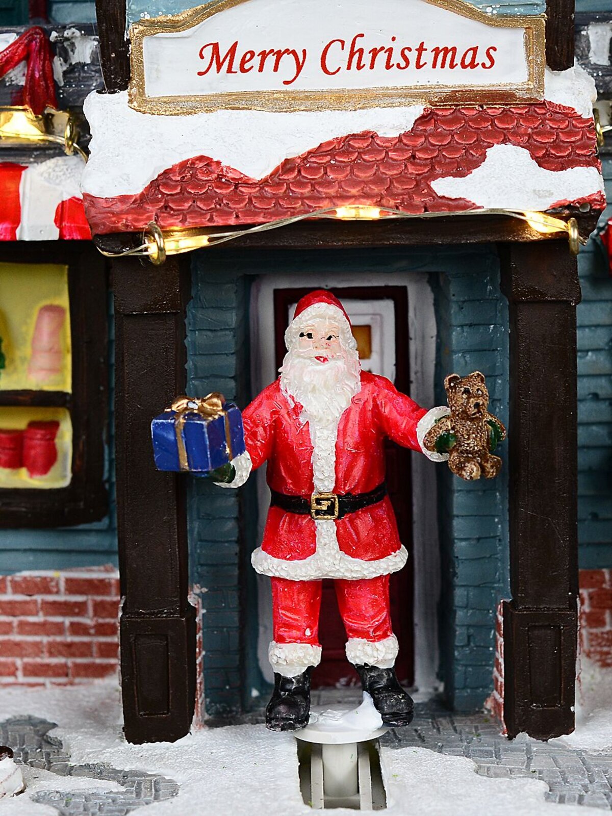 Santa Visiting Family Home With Mum & Kids Christmas Village Scene - 24cm — image 7