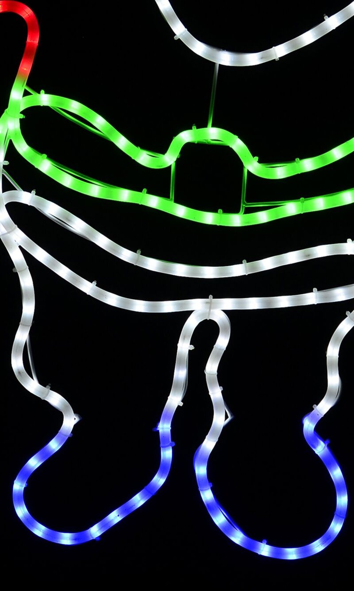 Santa With Stop Sign LED Rope Light Silhouette - 90cm