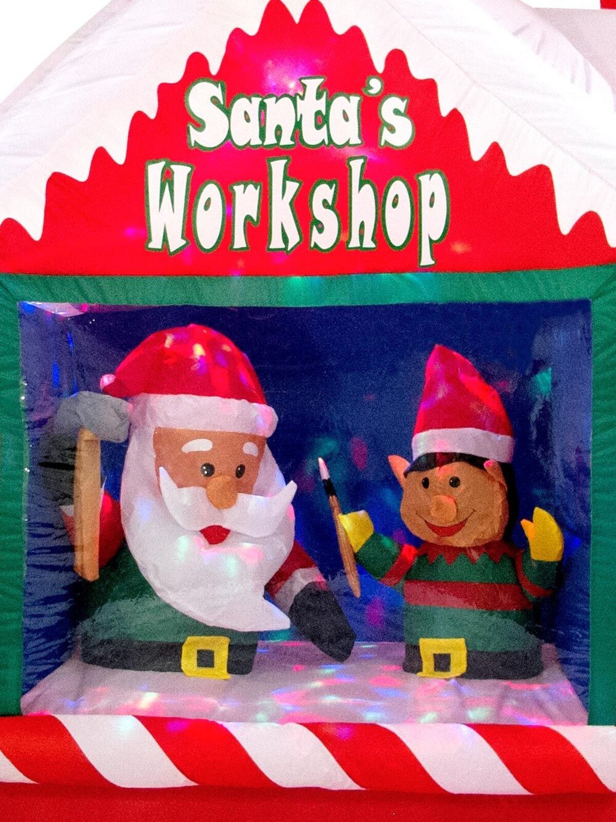 Santa's Workshop Illuminated Inflatable With Santa Elf & Tree - 1.8m — image 3