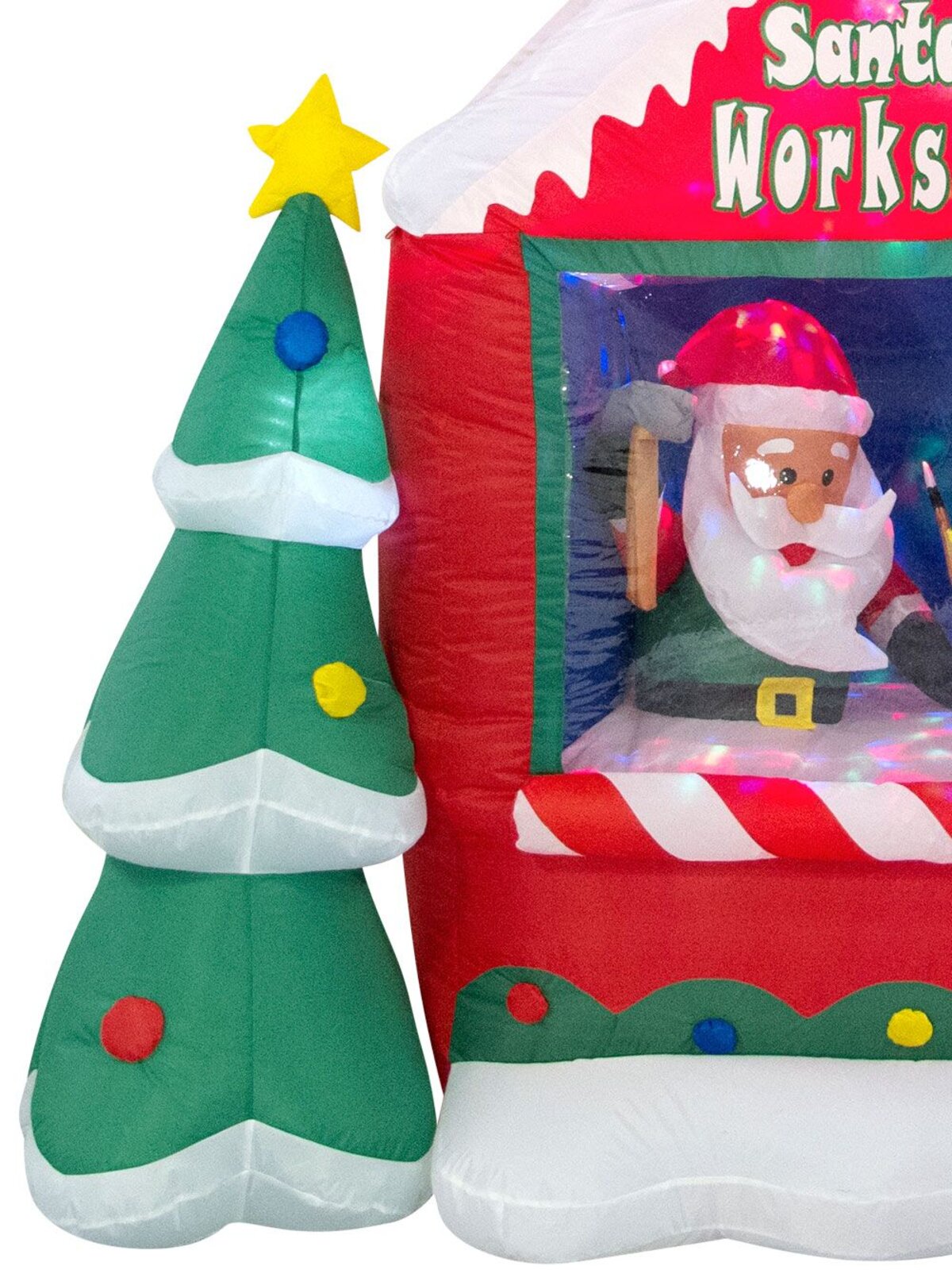 Santa's Workshop Illuminated Inflatable With Santa Elf & Tree - 1.8m — image 4