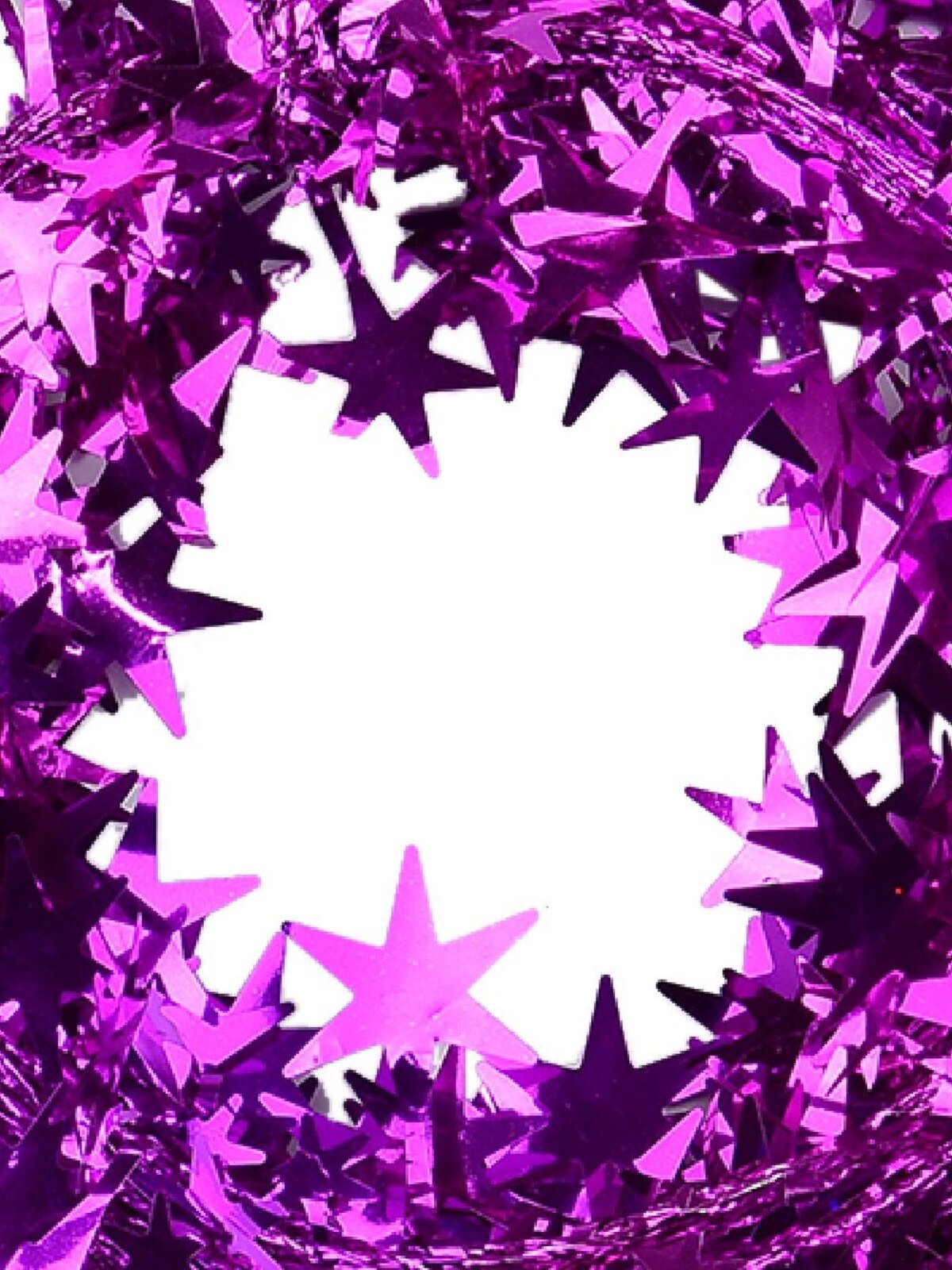Shiny Fuchsia Hexagram Star Christmas Wired Tinsel Garland - 7.6m — image 3