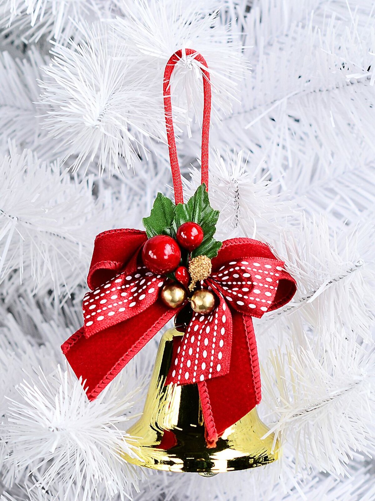 Shiny Gold & Red Bow Whimsical Signature Tinkling Bell Drop | 10cm — image 2