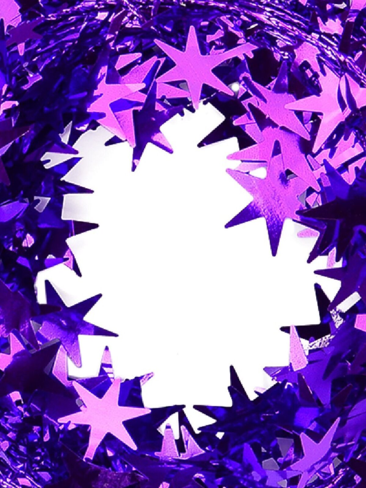 Shiny Purple Hexagram Star Christmas Wired Tinsel Garland - 7.6m — image 3
