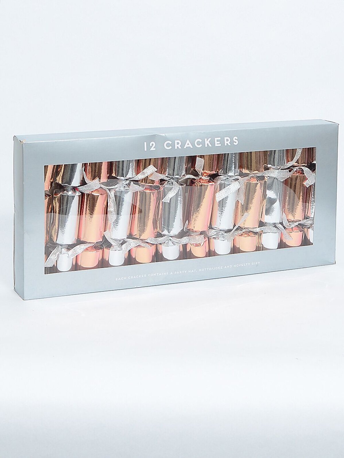 Shiny Silver & Rose Gold Plain Christmas Cracker Bon Bons - 12 x 22cm