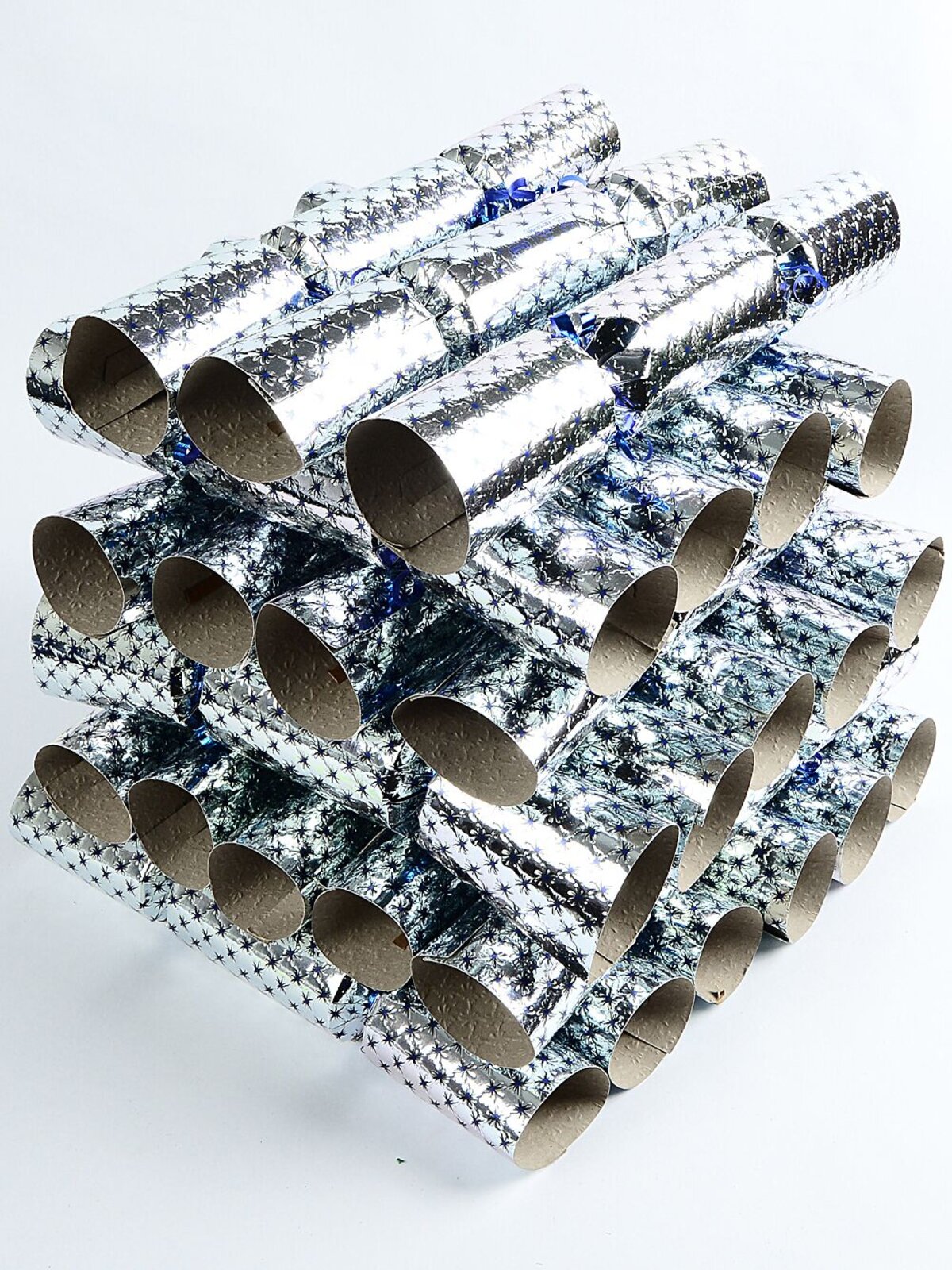 Shiny Silver With Blue Dot & Patterns Christmas Cracker Bon Bons - 50 x 30cm — image 2