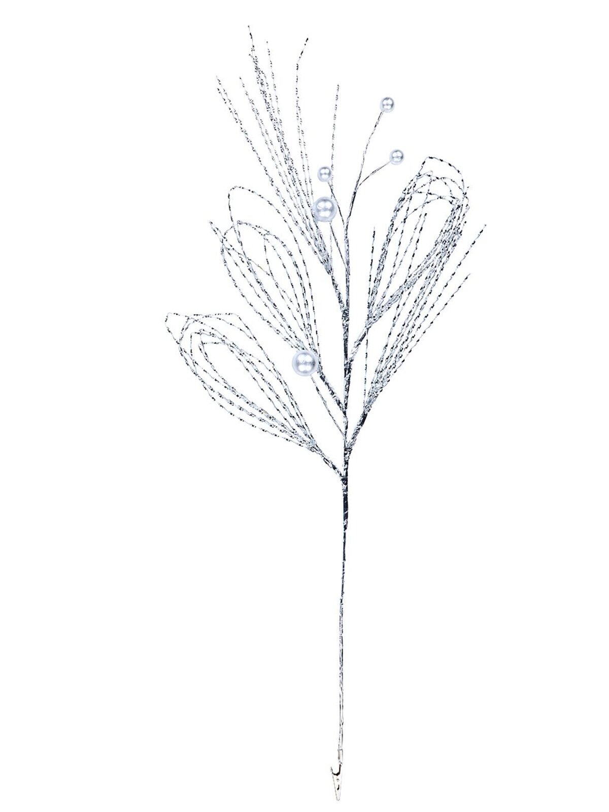 Shiny Silver With Matte Baubles Twig Spray Long Christmas Stem | 75cm — image 4