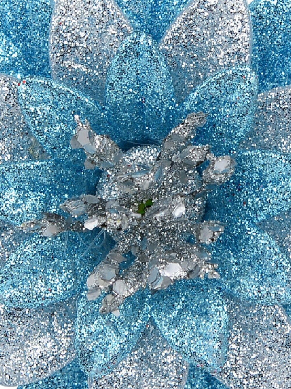 Silver & Blue Glitter Lotus Flower Whimsical Essential Ornament | 11cm — image 3