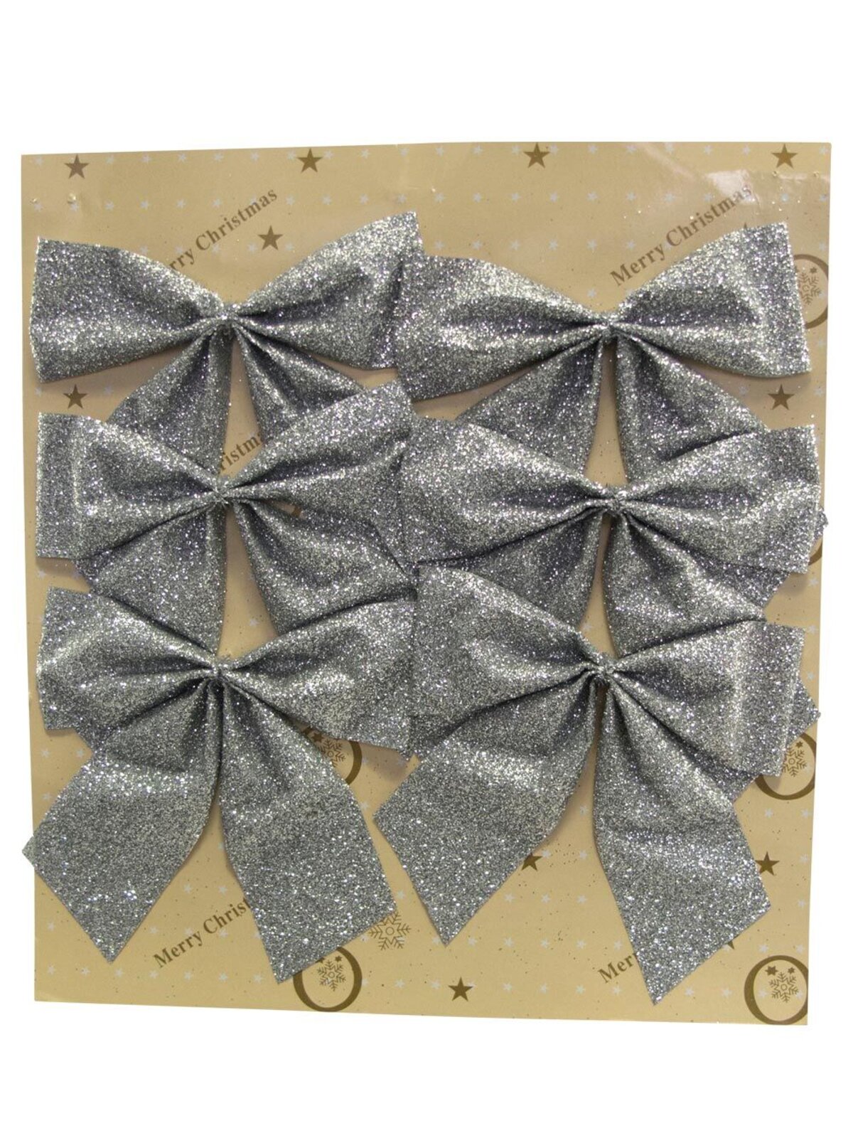 Silver Glitter Christmas Tree Bows - 6 x 80mm — image 3