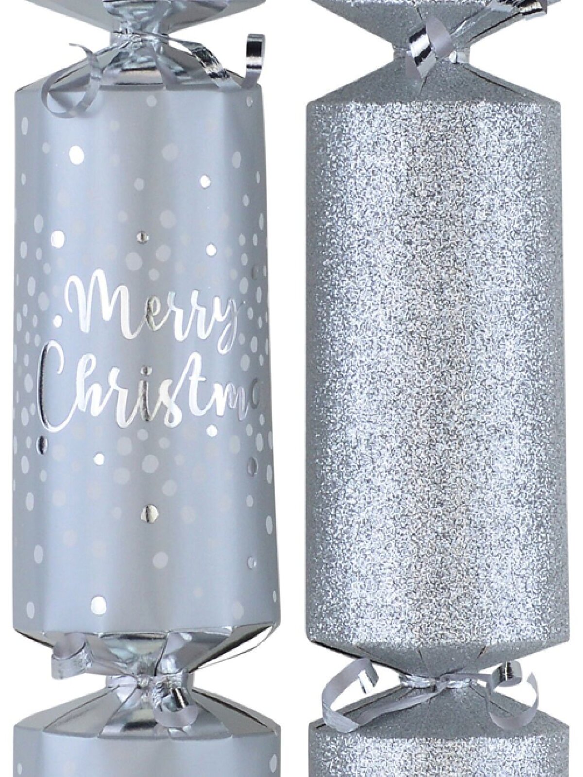 Silver Glittered & Matte With Dots Christmas Cracker Bon Bons - 10 x 36cm — image 2