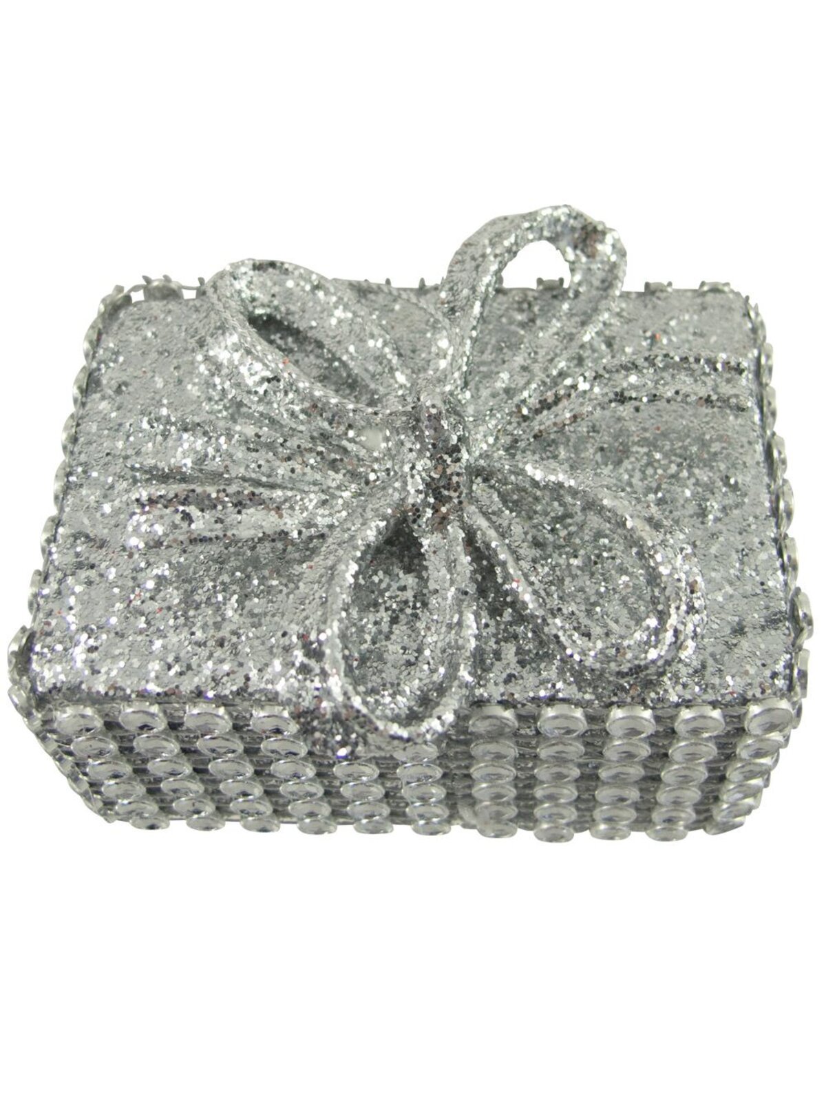 Silver Jewel Rectangle Gift Box Hanging Ornament - 70mm