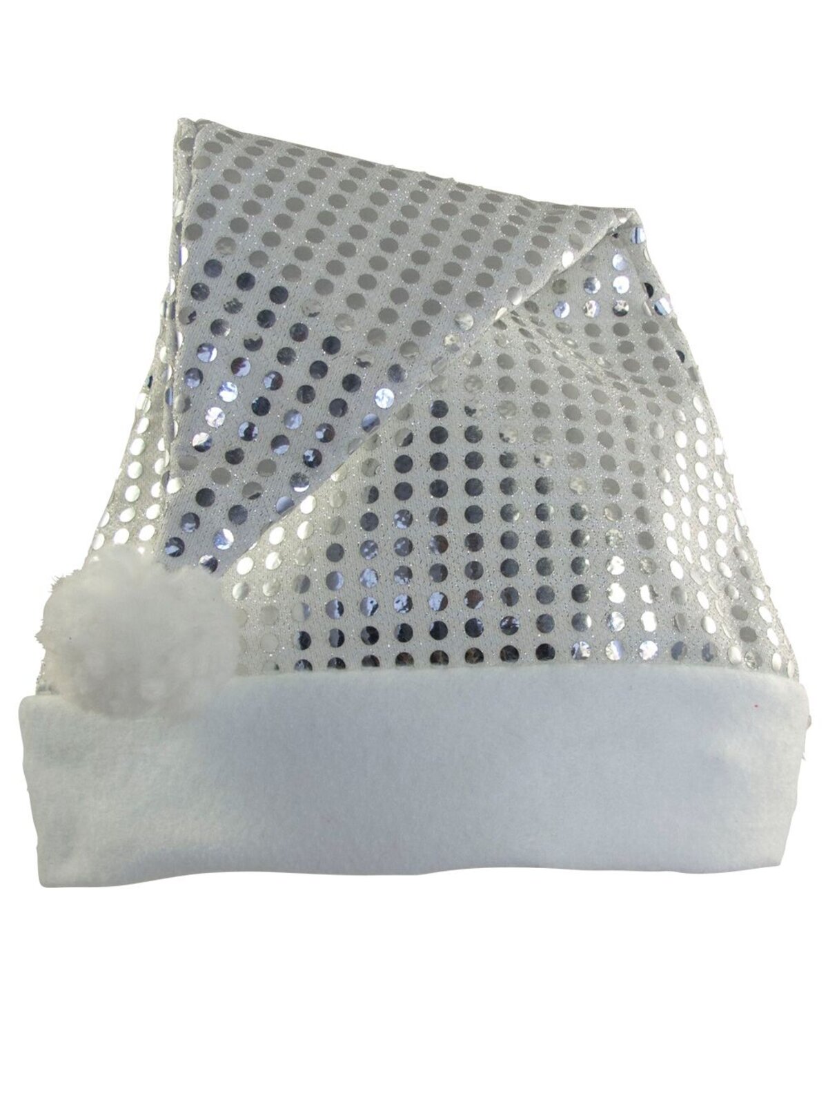Silver Sequins On Silver Traditional Christmas Santa Hat - 43cm — image 2