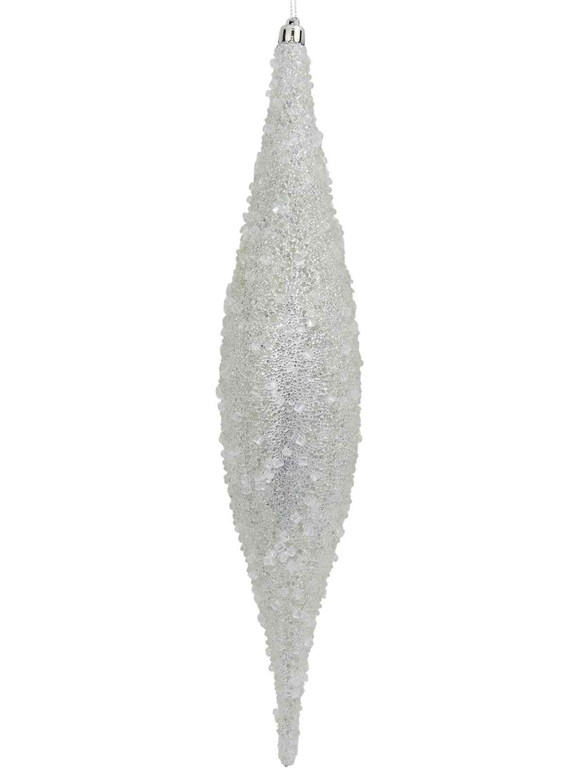 Silver With Frost Look Christmas Oval Finials - 4 x 33cm — image 3
