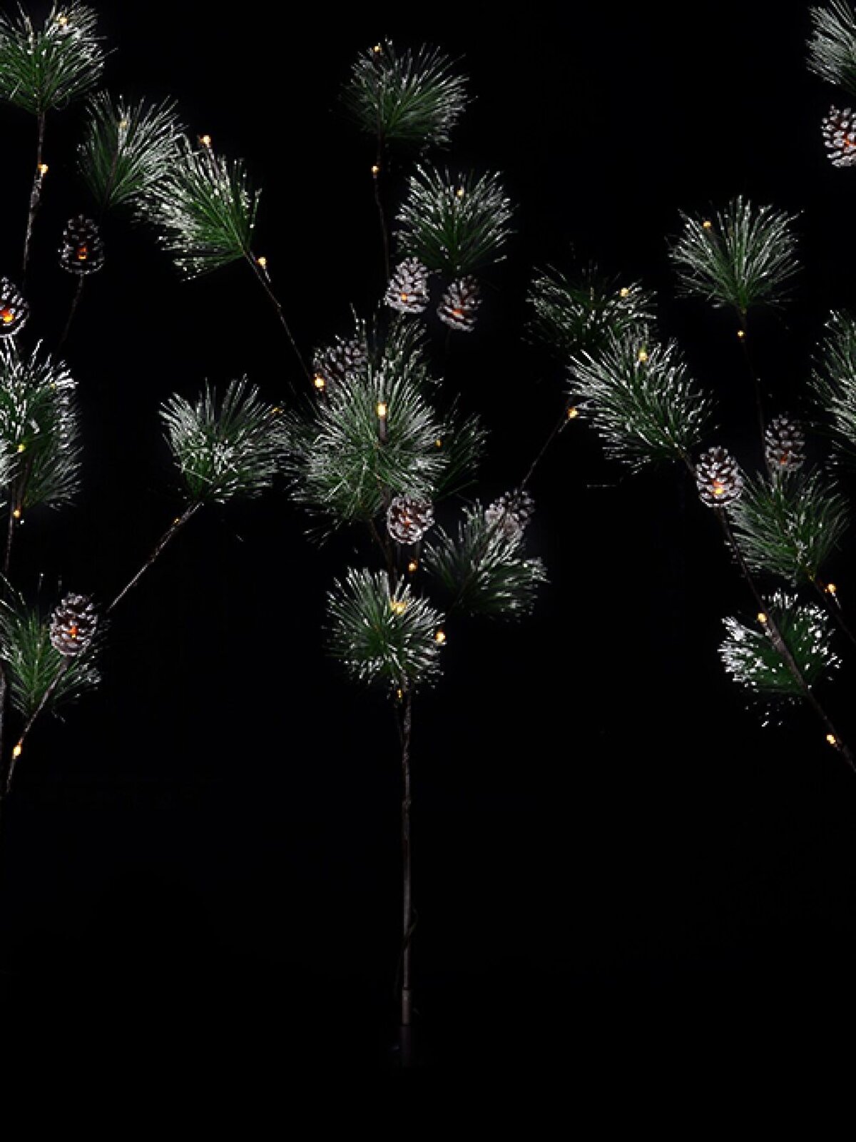 Snow Accented & Warm White LED Pine Branches Stakes - 3 x 93cm  — image 3