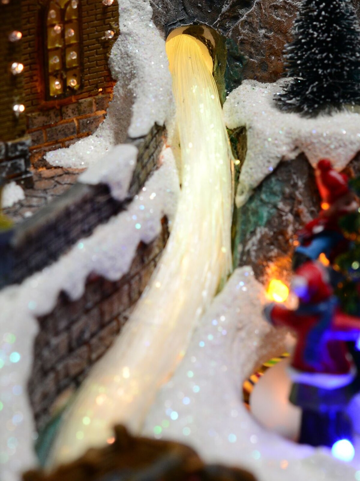 Snow Capped Church Village Scene With Moving Children & Led Lights - 25cm