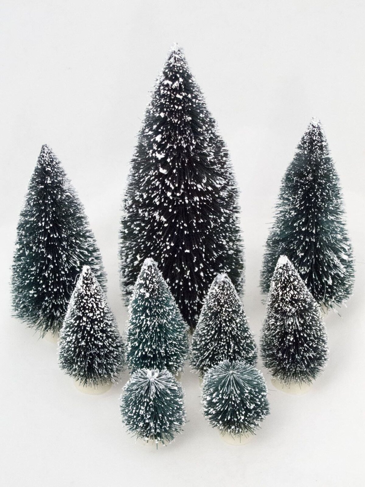 Snow Tipped Green Pine Trees Figurine Set - 9 Pieces — image 2