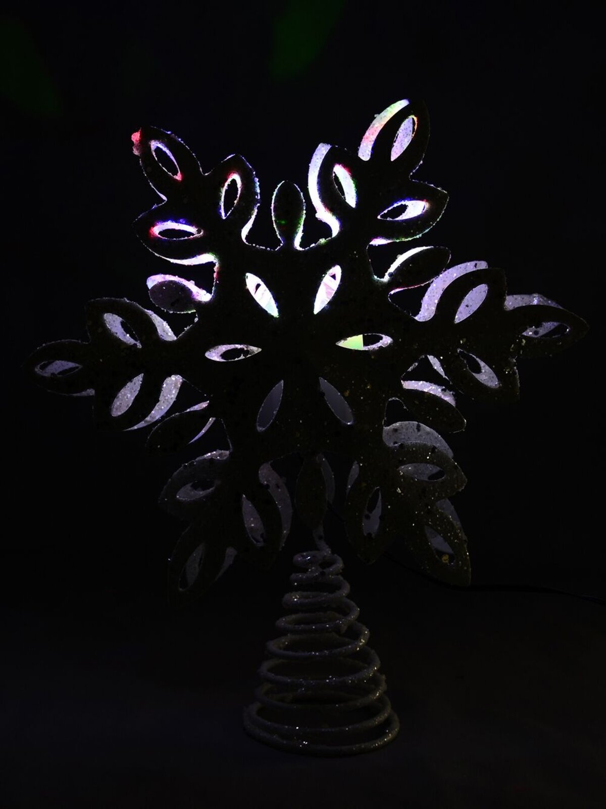 Snowflake Laser Light Effect Illuminated Tree Topper Ornament - 35cm — image 3