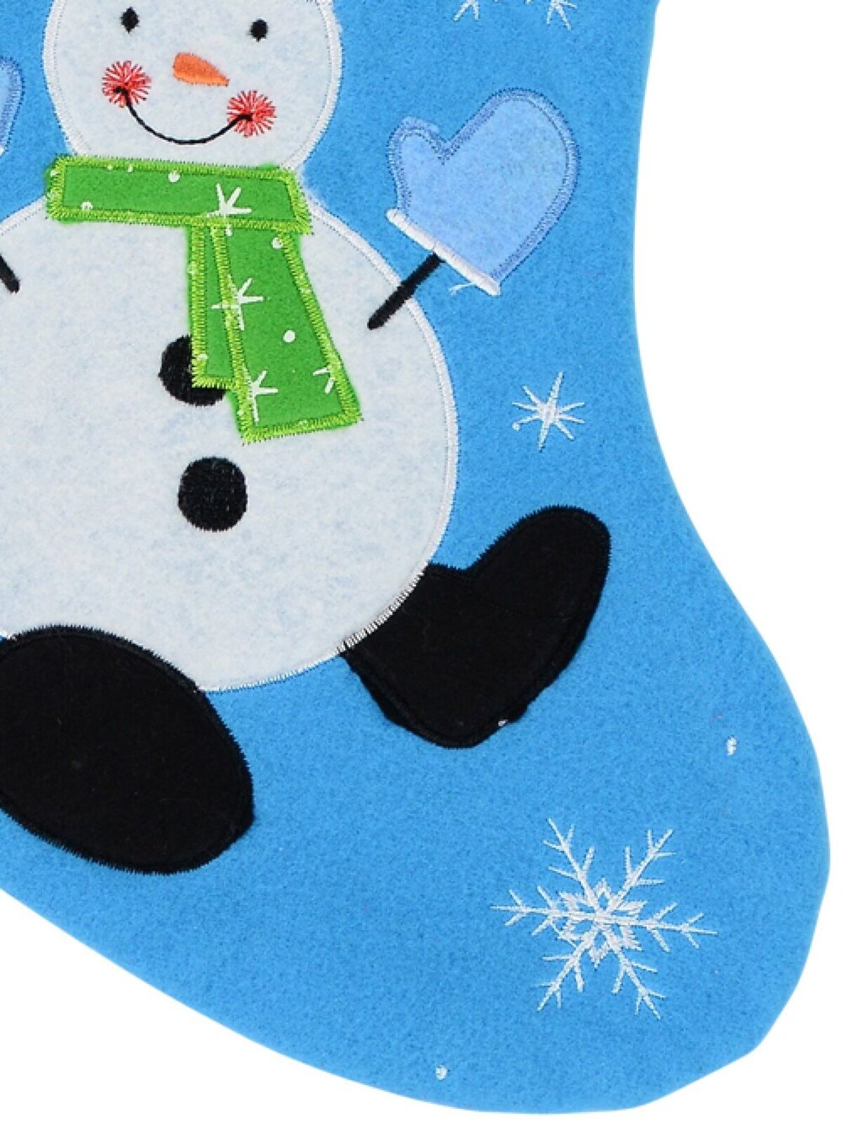 Snowman On Blue Fleece With Merry Christmas Christmas Stocking - 40cm — image 4