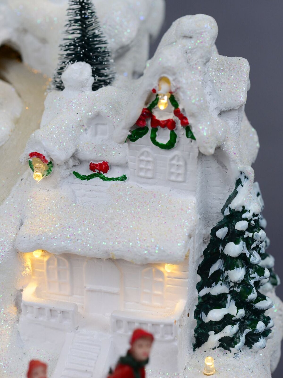 Snowy Mountain Christmas Town Scene With Lights & Moving Figures - 30cm — image 5