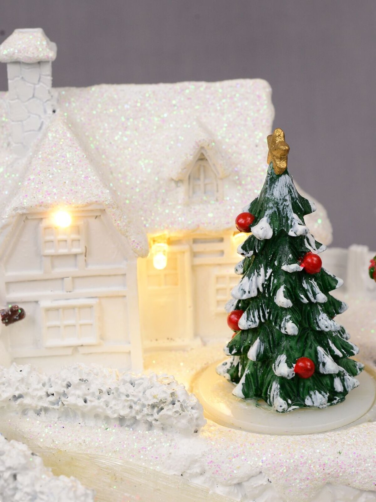 Snowy Winter Home With River Scene With LED Lights & Animated Tree - 13cm — image 5