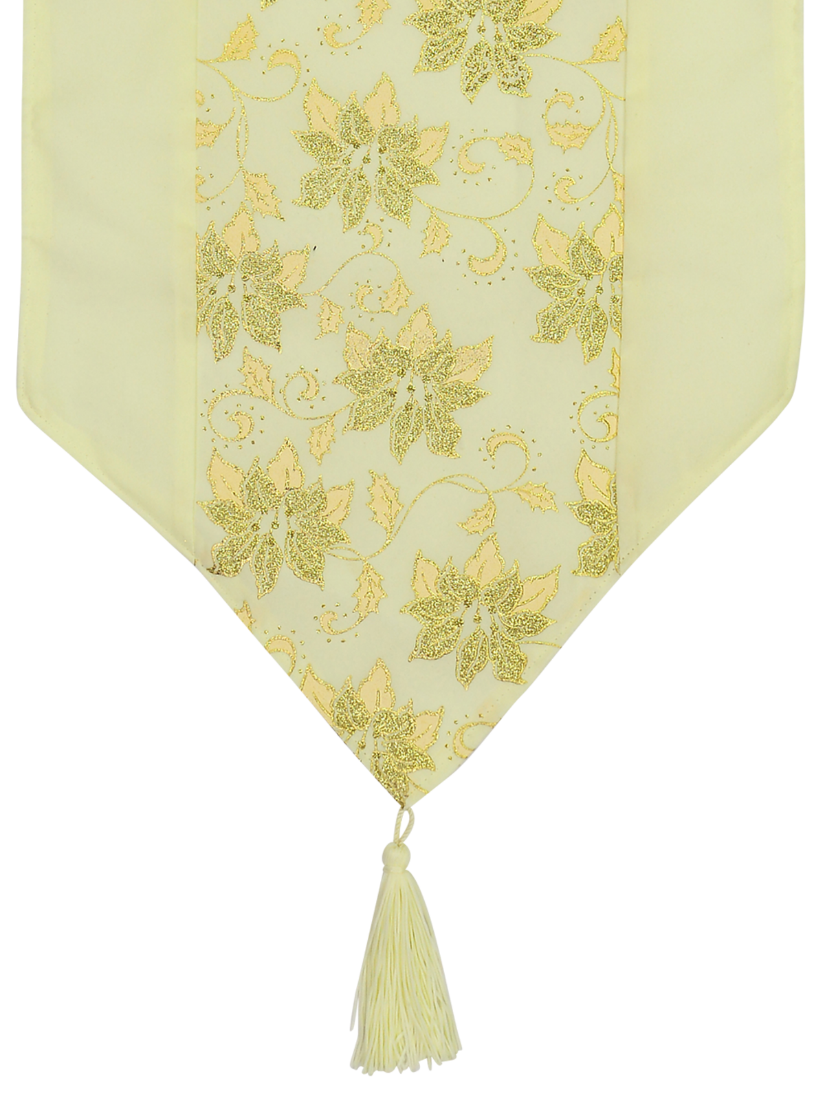 Soft Gold Table Runner With Gold Glitter Flower Design - 1.8m