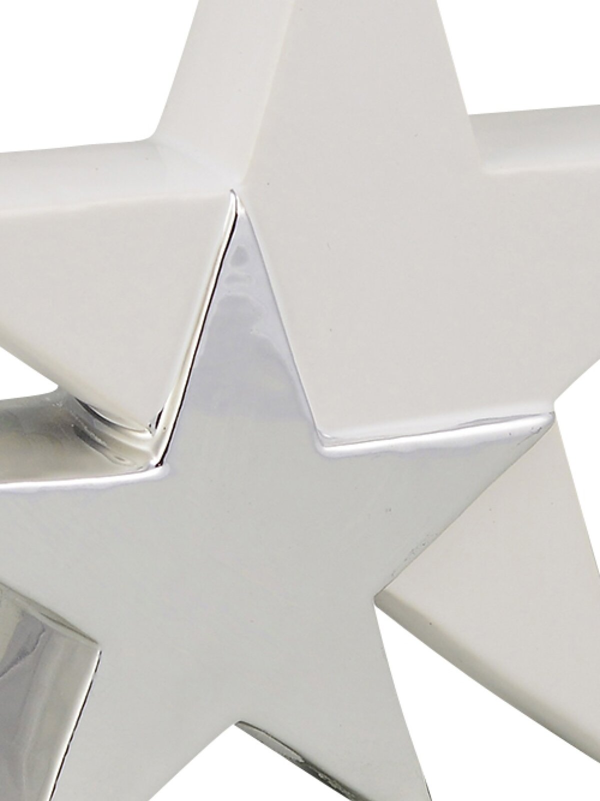 Standing Double Star In White With Silver Ceramic Christmas Ornament - 17cm — image 4