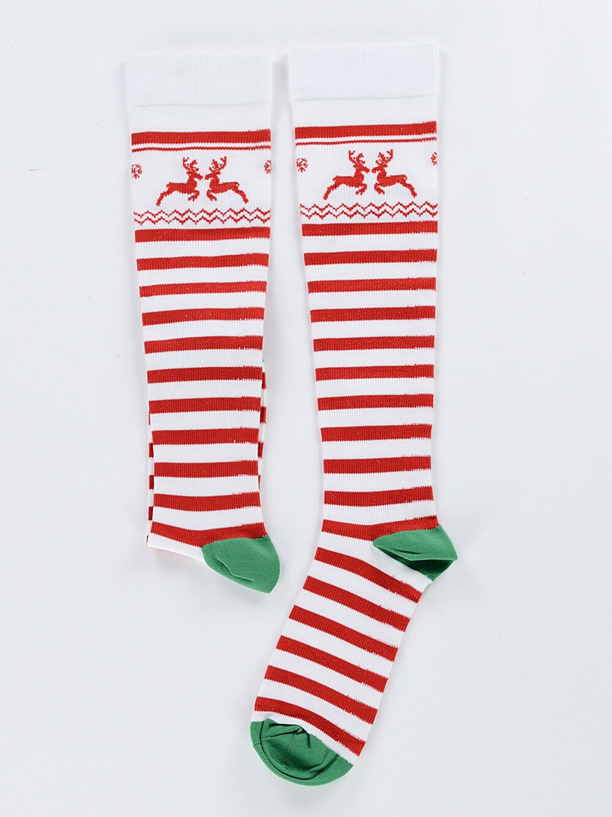 Sweater Theme Red & White Stripe Long Christmas Socks - One Size Fits Most