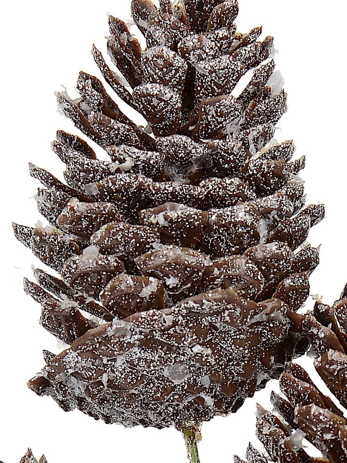 Three Snow Covered Pine Cones Pick - 35cm
