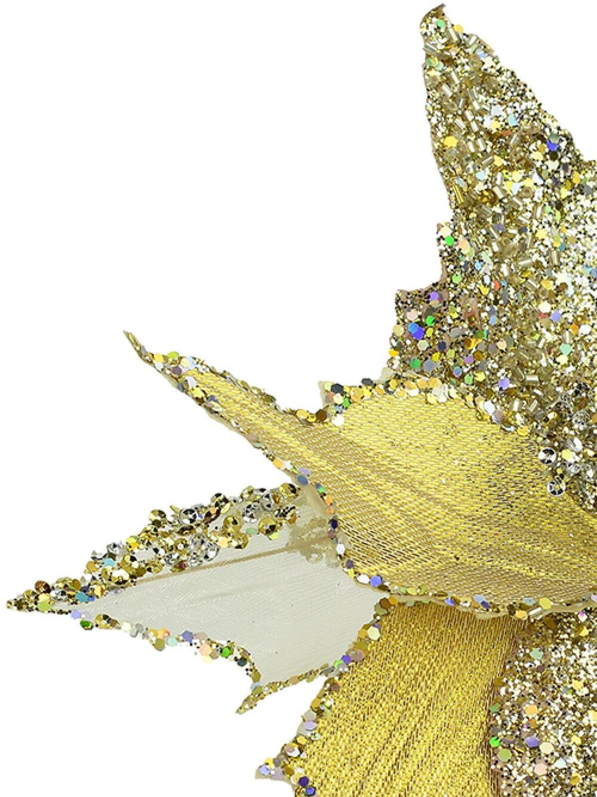 Three Style Luxe Gold & Champagne Leaf Poinsettia Christmas Floral Pick - 21cm