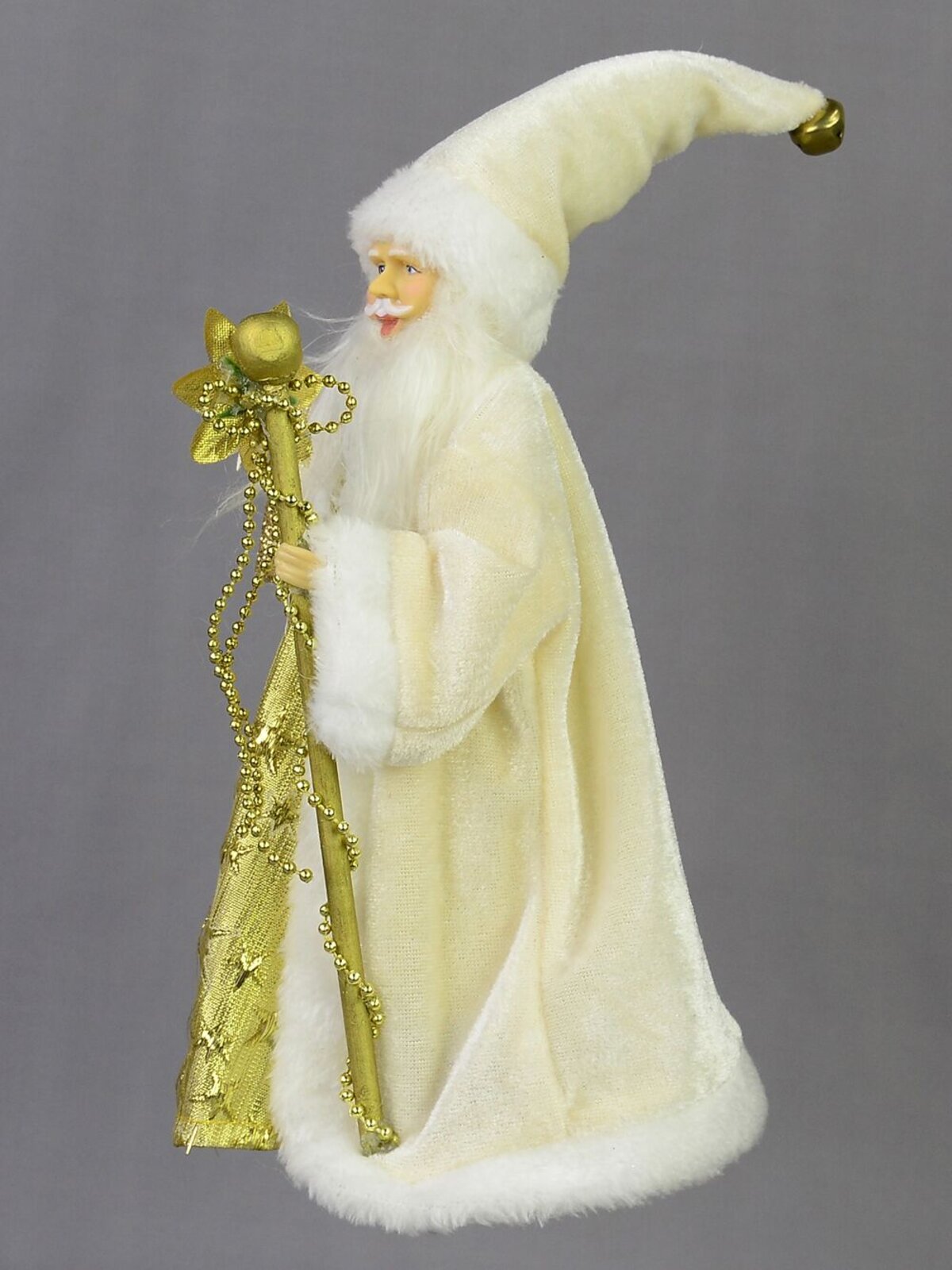 Traditional Father Christmas With Gift & Staff Ornament Or Tree Topper - 26cm