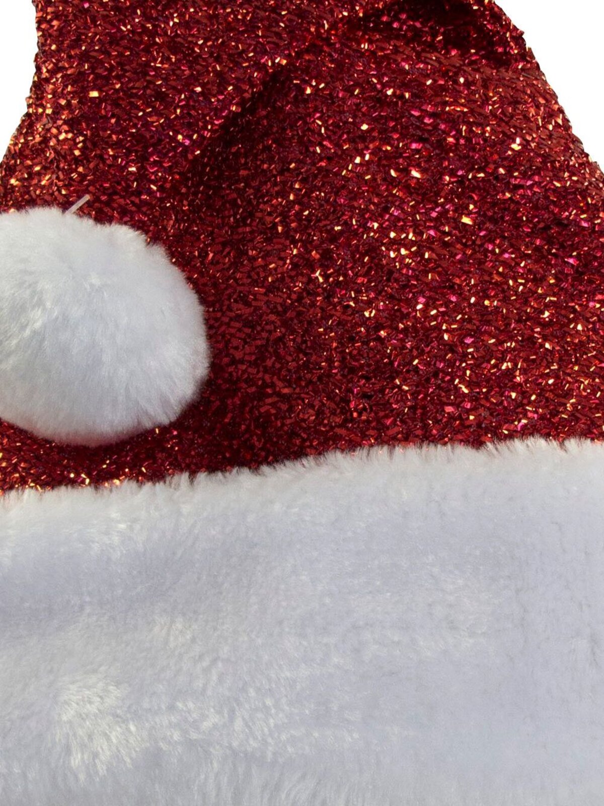 Traditional Red Glitter Santa Hat White Faux Fur | One Size Fits Most — image 3