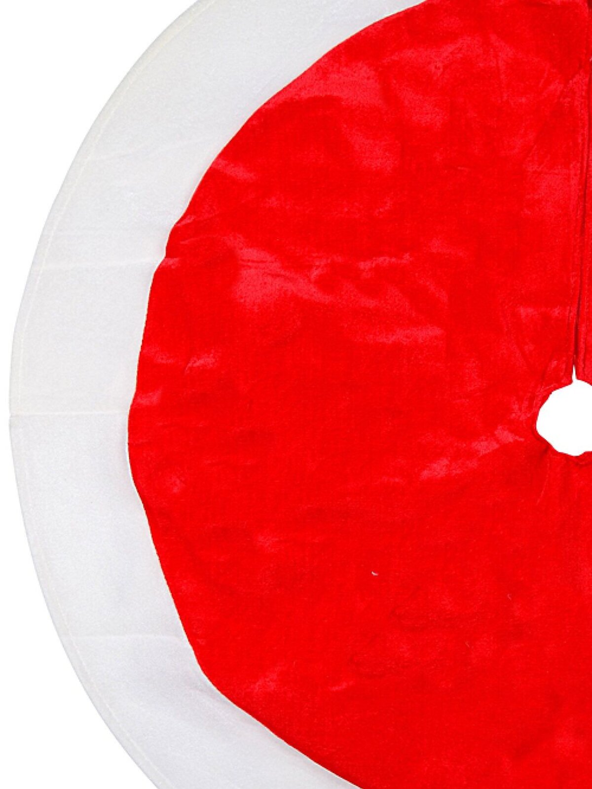 Traditional Red With White Trim Velvet Christmas Tree Skirt - 1m — image 3